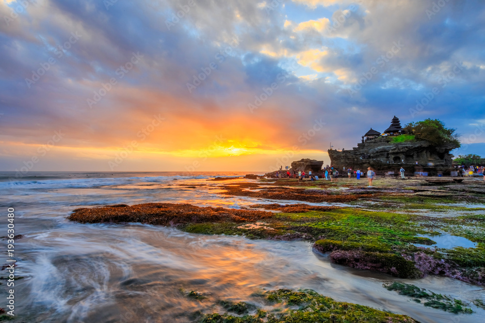 View of Hindu temple at Tanah Lot beach, Bali, Indonesia. This temple is one of the most popular destination in Bali.