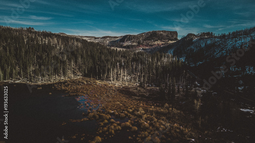 Drone Frozen Lake with Trees in Oregon © John