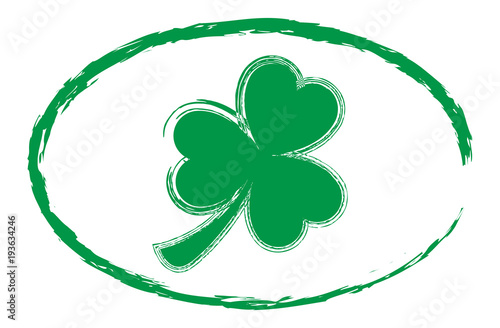 Green Grunge Painted Shamrock Clover