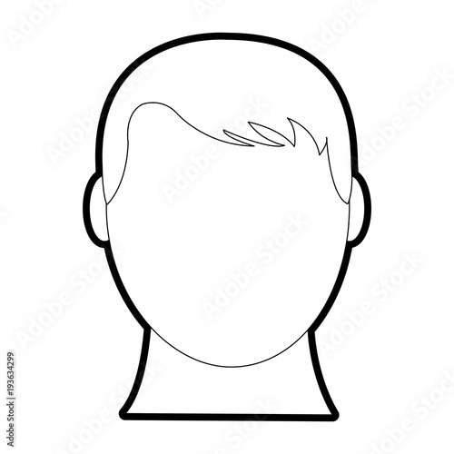 outline avatar man head with default face and hairstyle