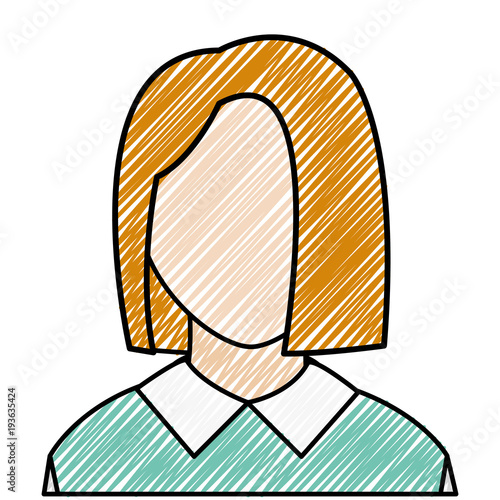 doodle avatar woman with elegant blouse and faceless