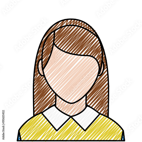 doodle avatar elegant woman with blouse and faceless