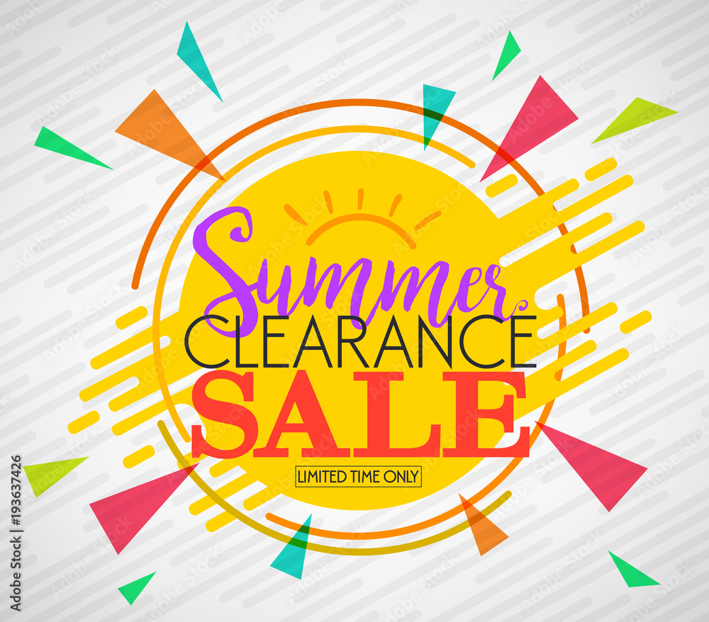 Creative Summer Clearance Sale Vector Illustration with Lines and Other  Shapes in White with Vignette Background for Promotional Purposes. Stock  Vector