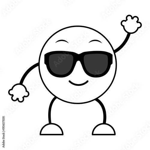 line cool emoji expression with arms and legs