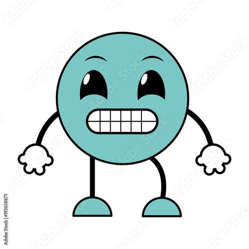 line color ups emoji expression with arms and legs