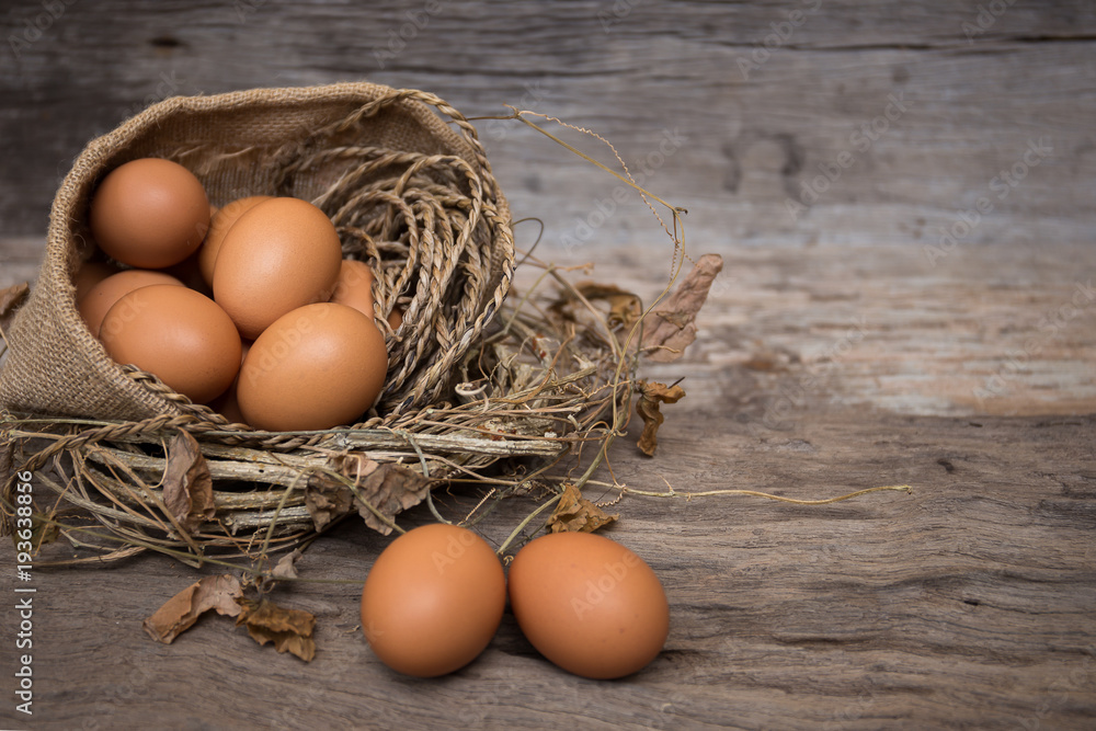 Eggs on wooden floor