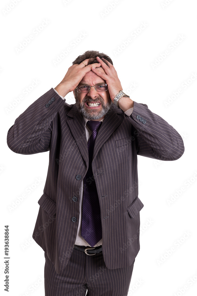 Businessman are stressed with work. On a white background Businessman are stressed with work. On a white background
