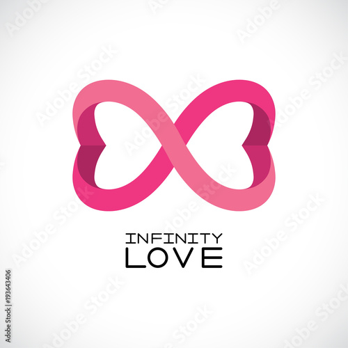 Infinite love symbol. endless symbol. Two hearts. Vector illustration