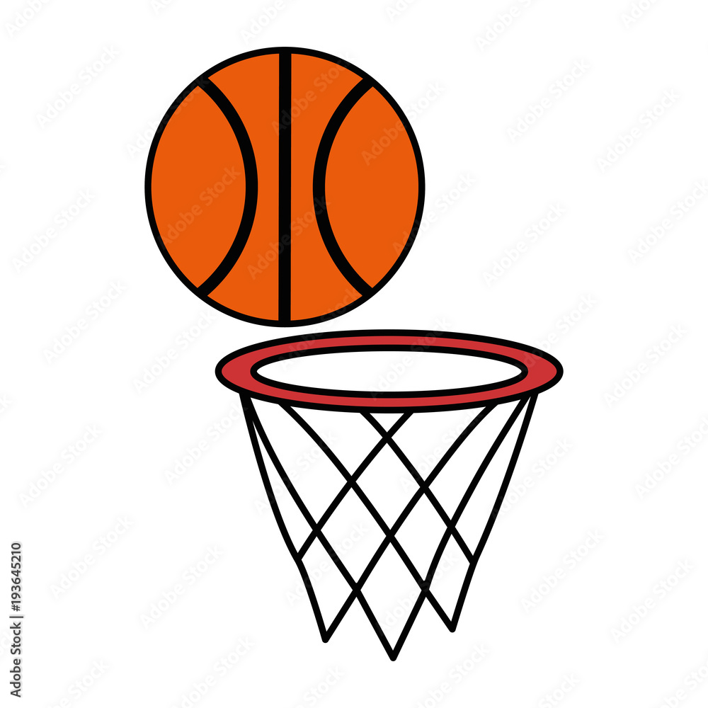 basketball balloon with basket sport vector illustration design