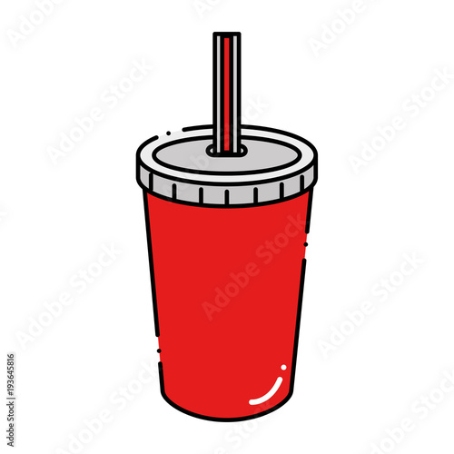 fresh soda in plastic cup with straw vector illustration design