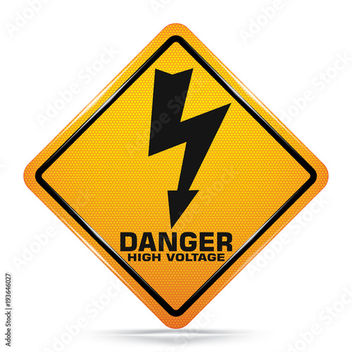 Danger High Voltage signs on white background, Attracting attention,Compulsory, Control ,practice, Security first sign, Idea for graphic,web design,EPS10