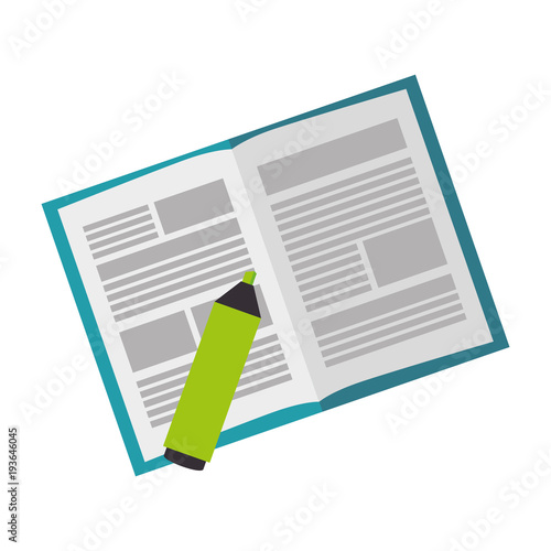 text book with highlighter pen vector illustration design