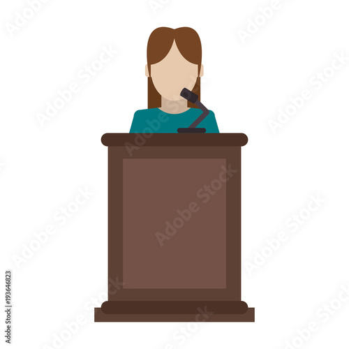 Witness female standing at tribune vector illustration graphic design