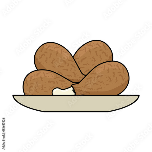 delicious chicken thighs in dish vector illustration design