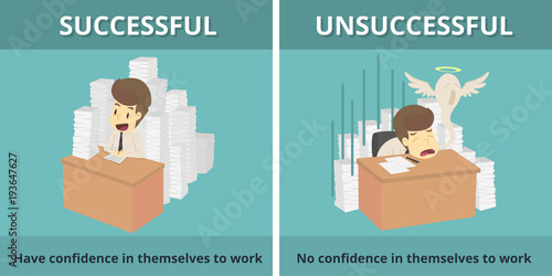 Businessman successful and Businessman unsuccessful. Cartoon of business, employee successful and unsuccessful is the concept of the man characters business, background,illustration vector