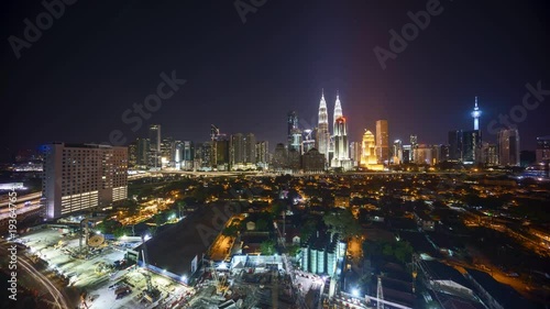 Wallpaper Mural 4k time lapse of night scene at Kuala Lumpur city skyline.  Torontodigital.ca