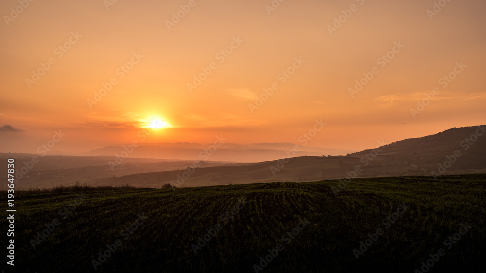 Colorful vibrant sunset