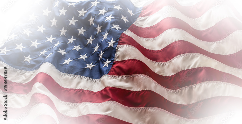 USA flag. American flag. American flag blowing in the wind