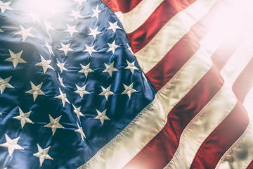 USA flag. American flag. American flag blowing in the wind