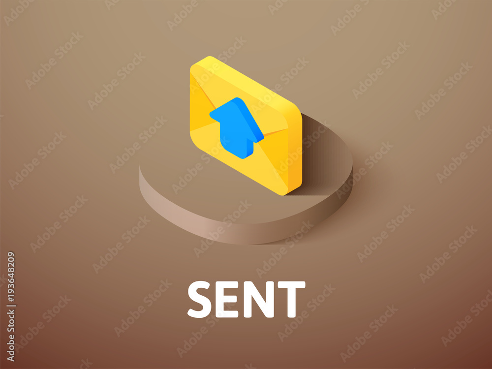 Sent isometric icon, isolated on color background Sent isometric icon, isolated on color background