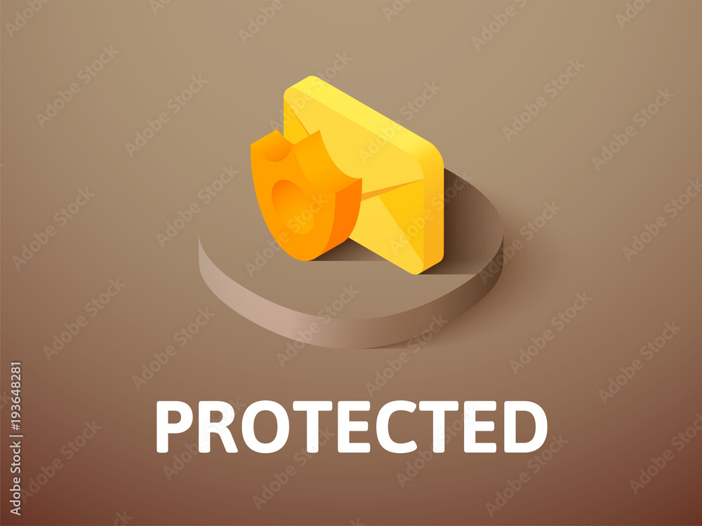 Protected isometric icon, isolated on color background Protected isometric icon, isolated on color background