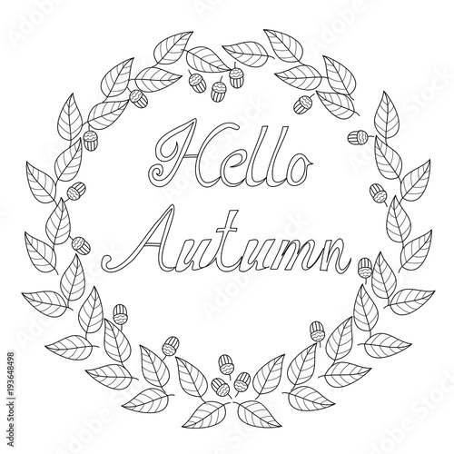 Coloring book of autumn leaves for adult.vector illustration.Hand drawn.