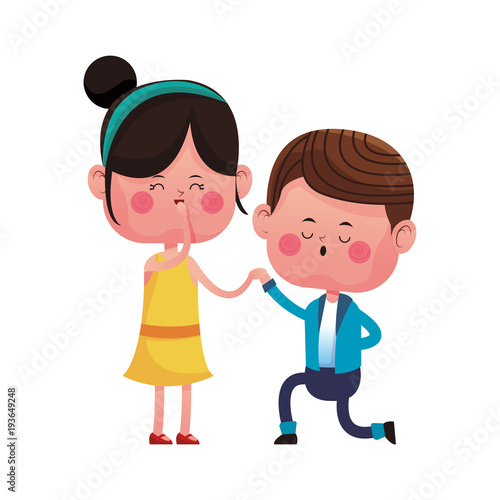 Cute boyfriend on knees cartoon vector illustration graphic design