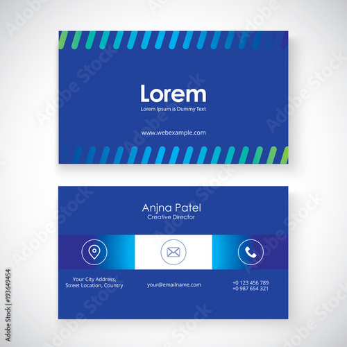 Modern business card template with flat user interface