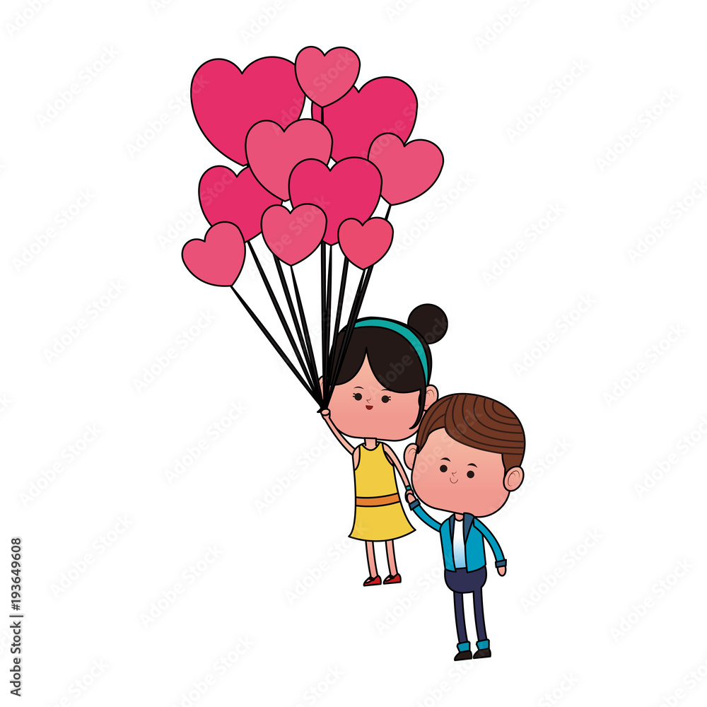 Cute couple flying with balloons cartoon vector illustration graphic design Cute couple flying with balloons cartoon vector illustration graphic design