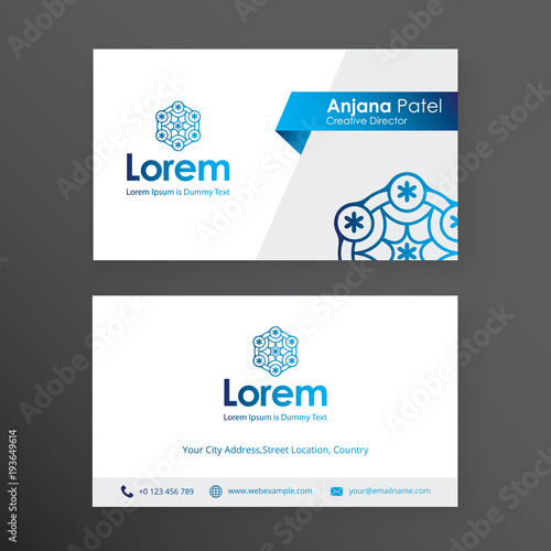 Modern business card template with flat user interface
