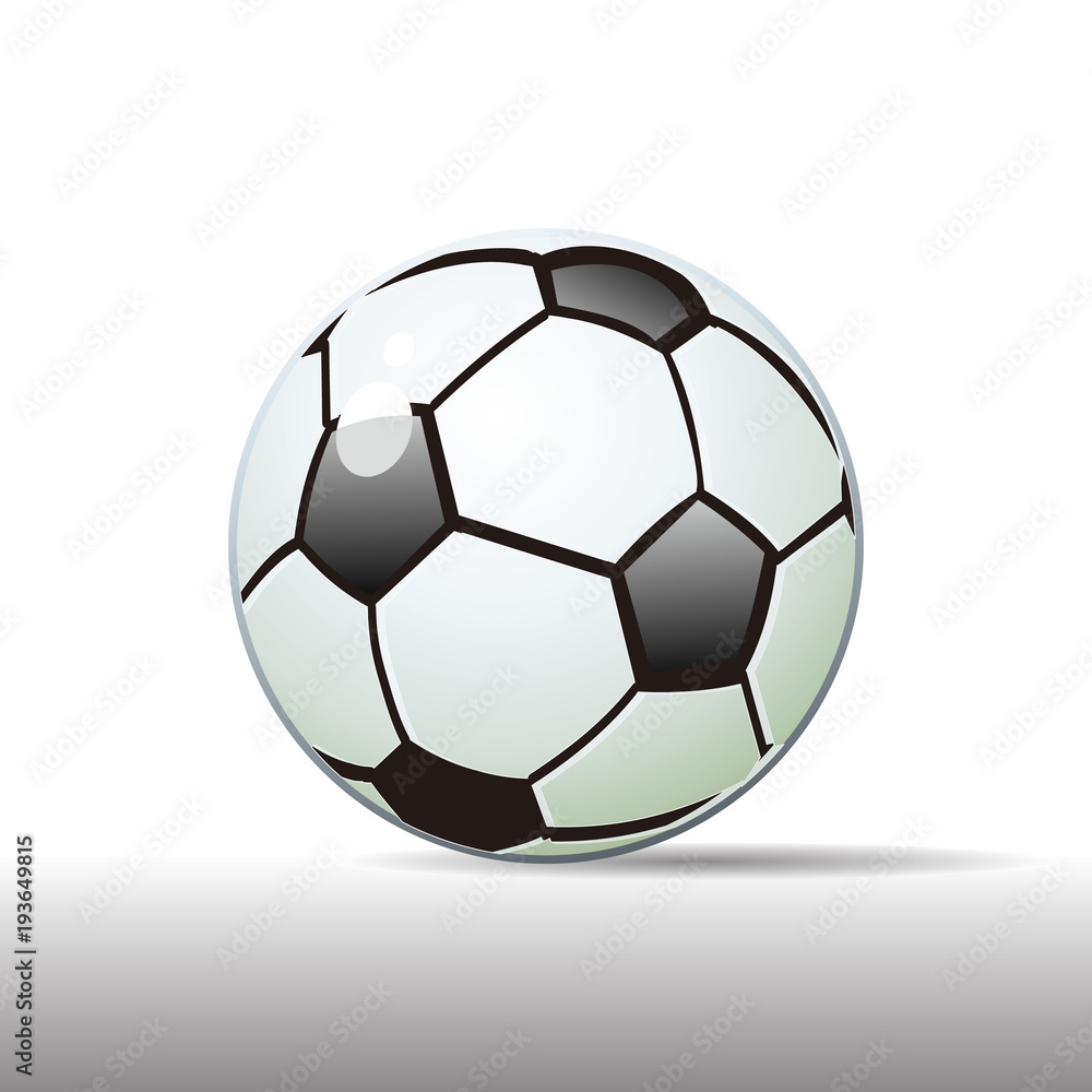 Realistic soccer ball, black and white, on a white background, shadow with a side, cartoon, Realistic soccer ball, black and white, on a white background, shadow with a side, cartoon,