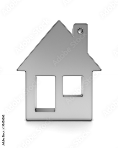 Metallic trinket house on white background. isolated 3d illustration