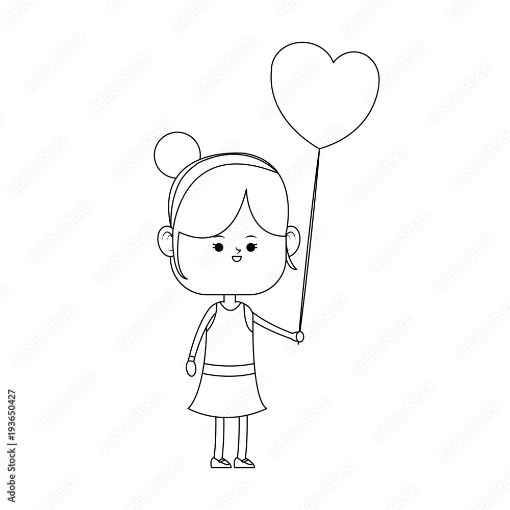 Cute Girl with balloon vector illustration graphic design