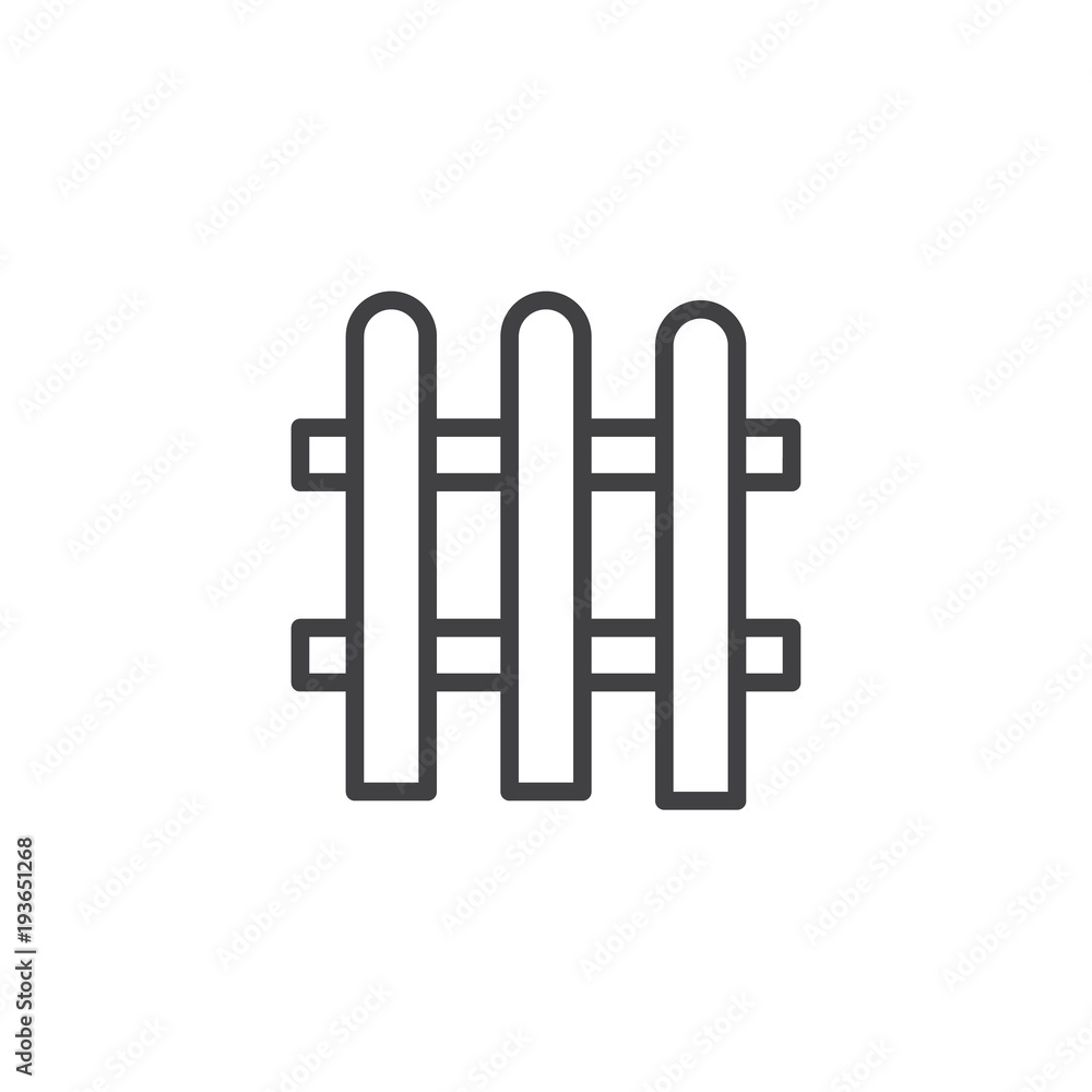 Fence outline icon. linear style sign for mobile concept and web design. Garden wooden fence simple line vector icon. Symbol, logo illustration. Pixel perfect vector graphics Fence outline icon. linear style sign for mobile concept and web design. Garden wooden fence simple line vector icon. Symbol, logo illustration. Pixel perfect vector graphics