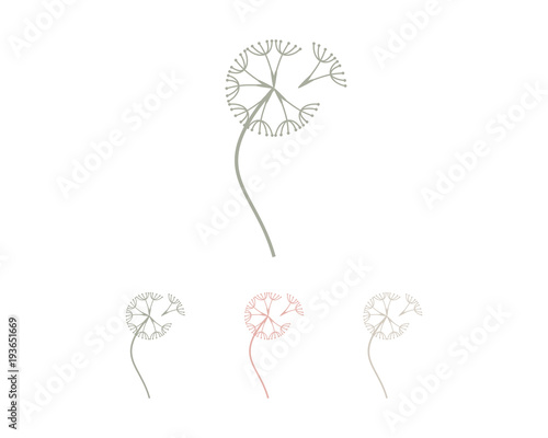 Fototapeta Naklejka Na Ścianę i Meble -  Line Art Dandelion Flowers Symbol Modern Logo Vector