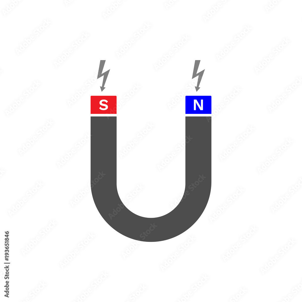 Horseshoe shape magnetic with lightning. Vector icon. Horseshoe shape magnetic with lightning. Vector icon.