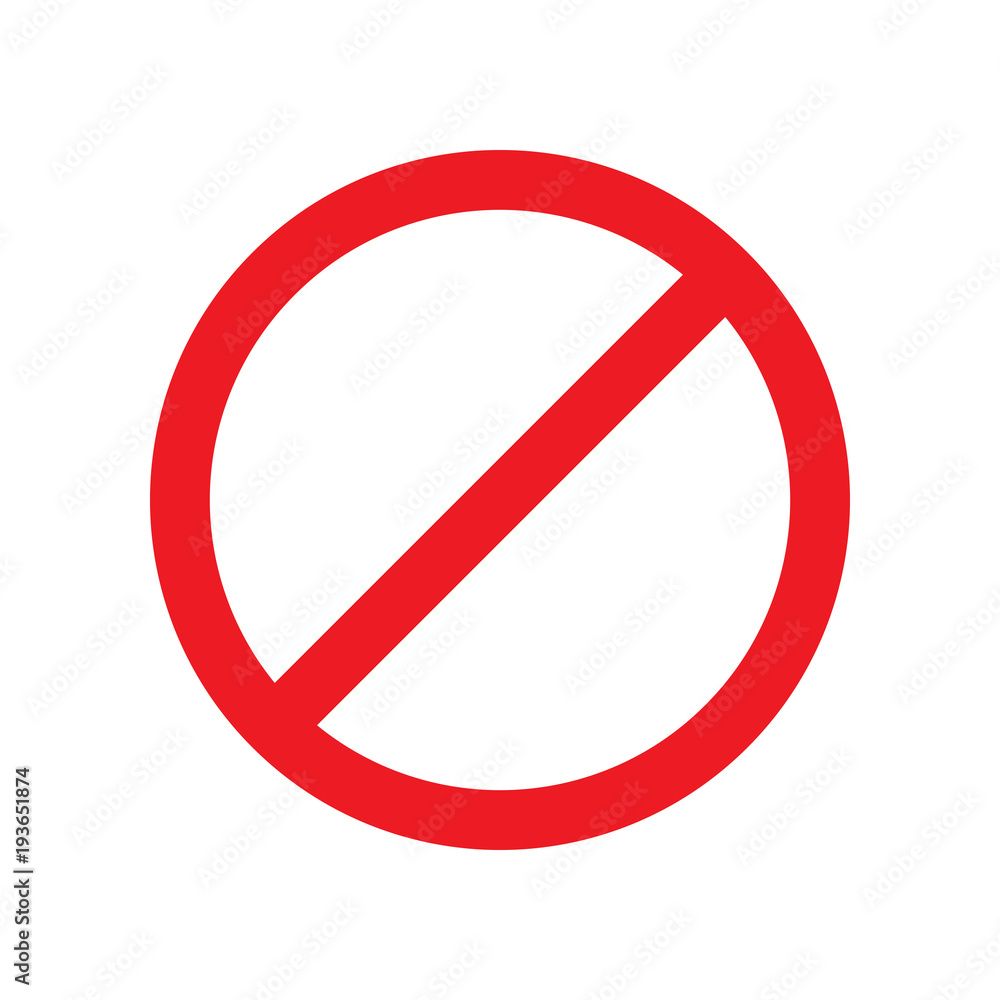 Vecteur Stock NO SIGN. Crossed out red circle. Vector icon. | Adobe Stock