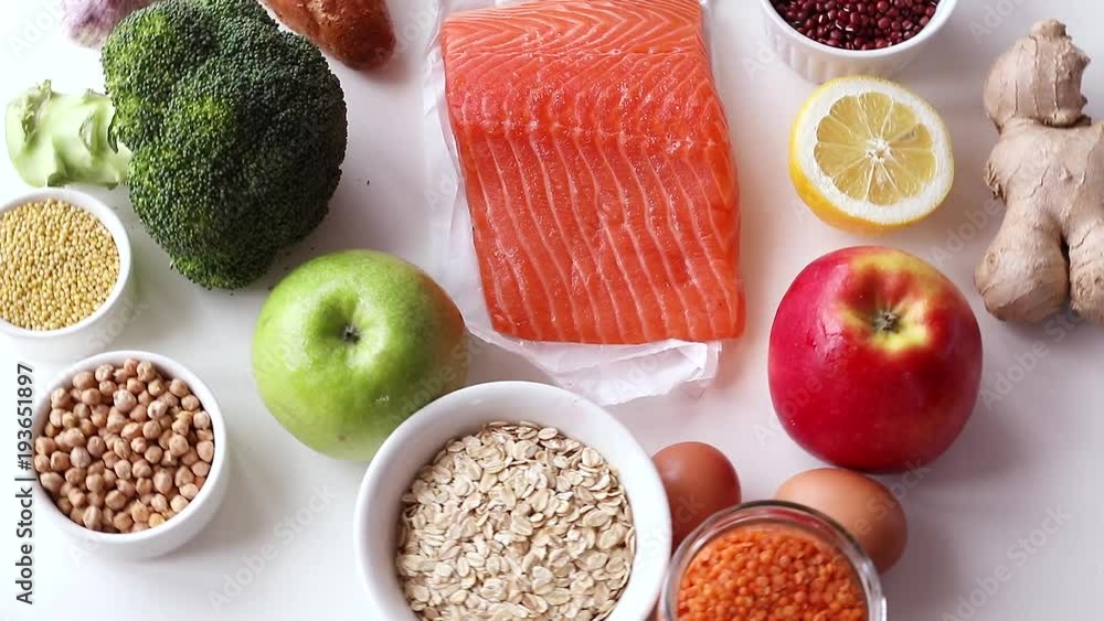 Balanced diet. Healthy food concept. Ingredients for cooking.Top view Balanced diet. Healthy food concept. Ingredients for cooking.Top view