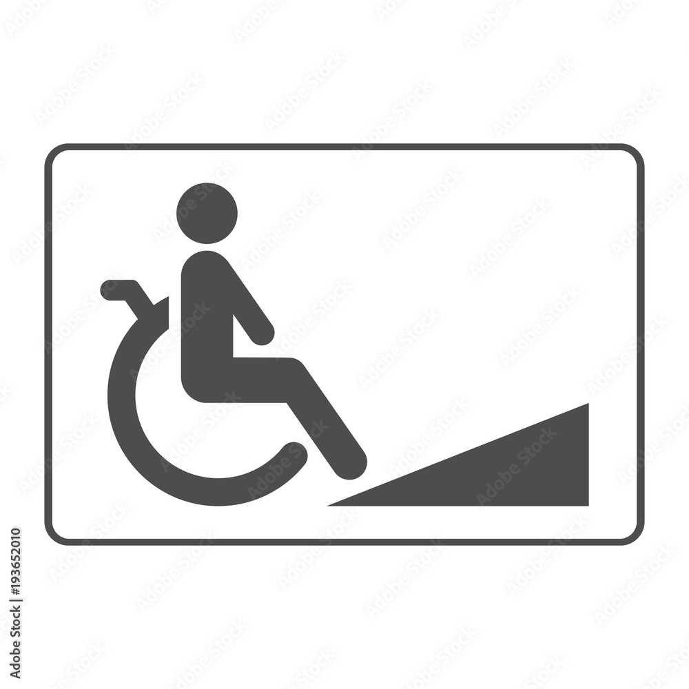 Wheelchair ramp sign. Accessible for disabled persons. Vector icon. Wheelchair ramp sign. Accessible for disabled persons. Vector icon.