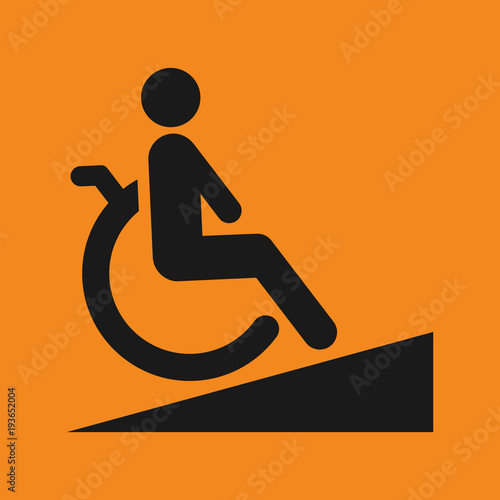 Wheelchair ramp sign. Disabled persons friendly. Vector icon.