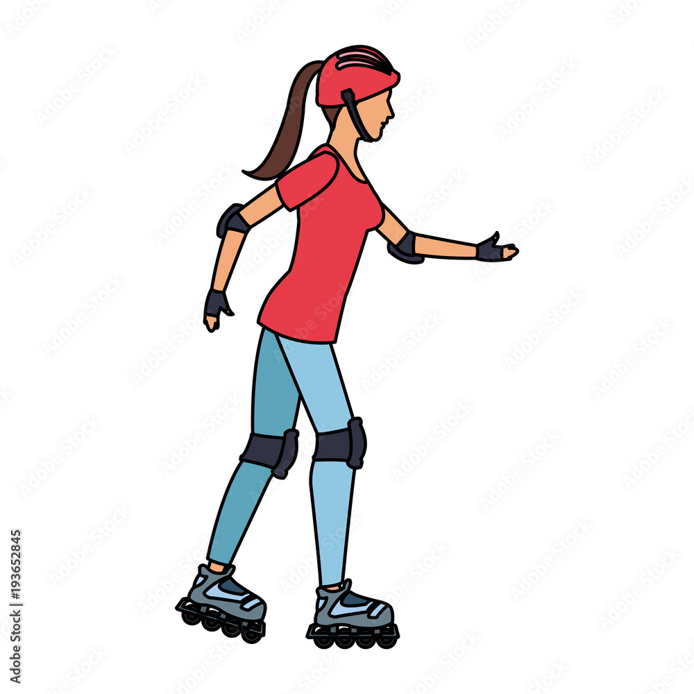 Woman in skates vector illustration graphic design Woman in skates vector illustration graphic design