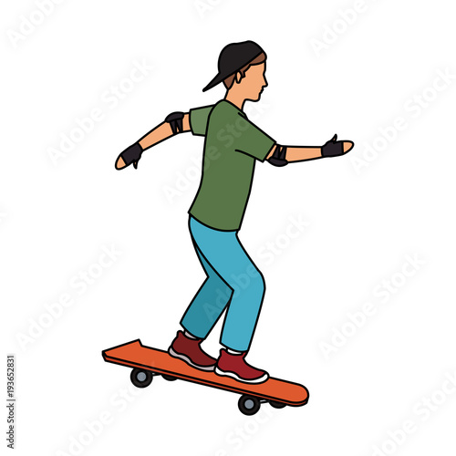 Boy on skateboard vector illustration graphic design