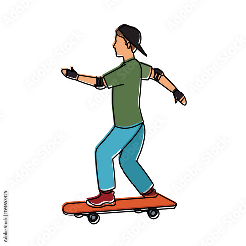 Boy on skateboard icon vector illustration graphic design