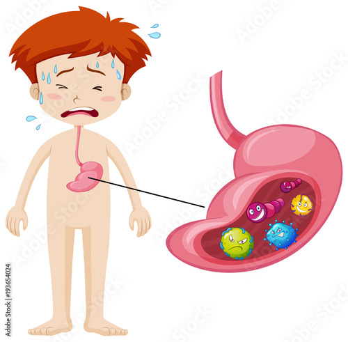 Boy having bacteria in stomach
