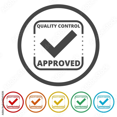 Approved button sign icon, 6 Colors Included