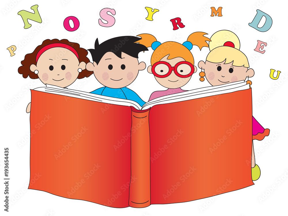 children with book