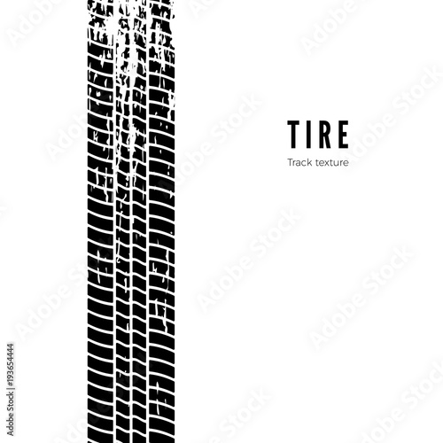 Tire track impression. Black tire texture. Vector illustration isolated on white background