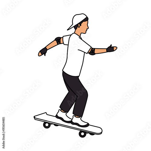 Boy on skateboard icon vector illustration graphic design