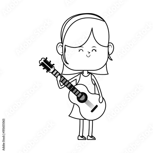Girl playing guitar cartoon icon vector illustration graphic design