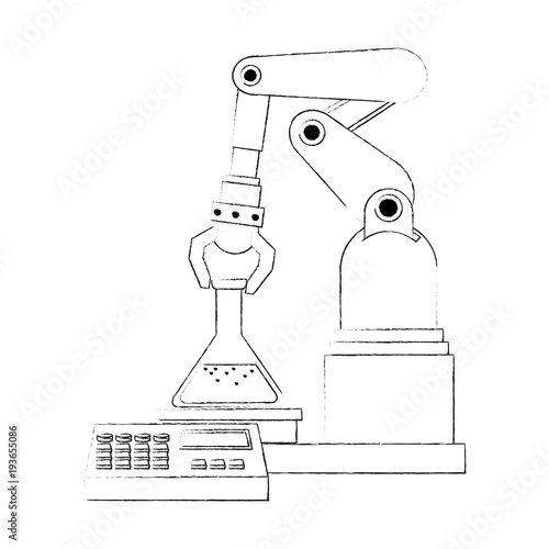Factory robot arm with conveyor icon vector illustration graphic design
